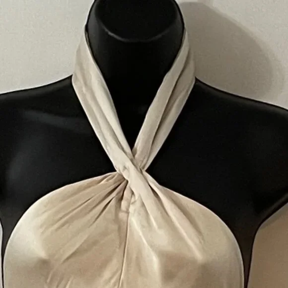 🌙 Anthropologie Halter Satin Maxi Dress – Noir Glam Luxe 🖤 - Picture 12 of 16